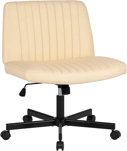 Miniatura 15 de PayLessHere Silla cruzada Rosa Silla de escritorio ancha y sin brazos sin ruedas Giratorio 360, altura ajustable y base de metal estable