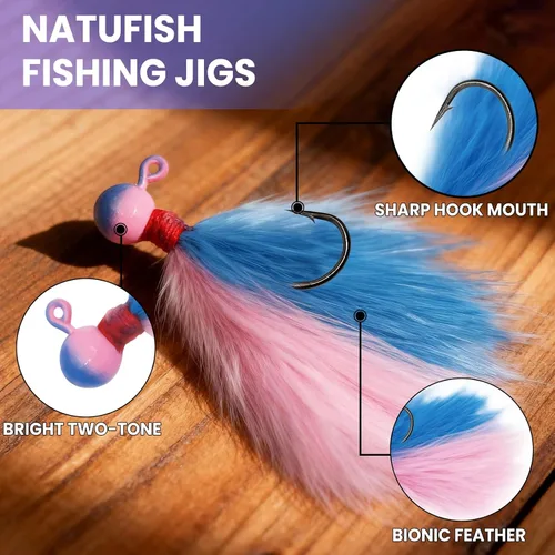 Miniatura 2 de Kit de plantillas de pesca de cangrejo de colores mixtos, plantillas de marabú atadas a mano para trucha Magne, 1/64-1/4oz, señuelos de agua