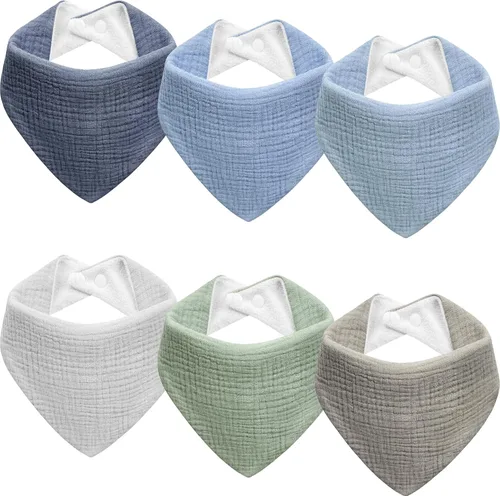 Baberos de muselina para bebé, baberos de bandana para babeo para bebés niñas y niños, recién nacidos, niños pequeños, babeo y dentición Azul macaron
