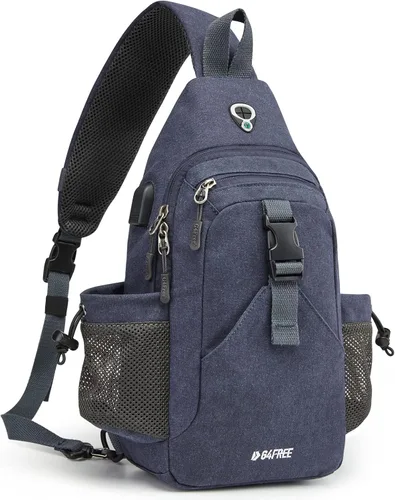 Miniatura 11 de G4Free - Mochila de lona con asa cruzada y puerto de carga USB con bloqueo RFID, mochila de pecho para senderismo, mochila de día para hombres