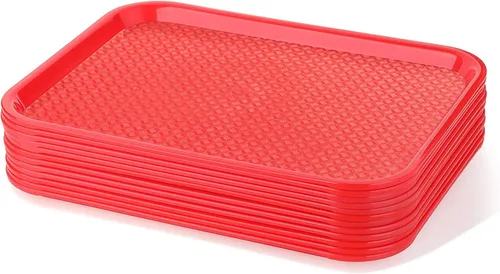 Miniatura 6 de TrueCraftware - Bandeja de comida rápida de 10 1/2 pulgadas x 13 5/8 pulgadas, juego de 12 bandejas de comida rápida para cafetería, juego de Marrón