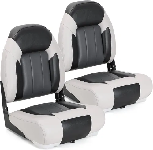 Miniatura 9 de Asiento plegable para barco Deluxe con respaldo alto marino, tornillos de acero inoxidable incluidos