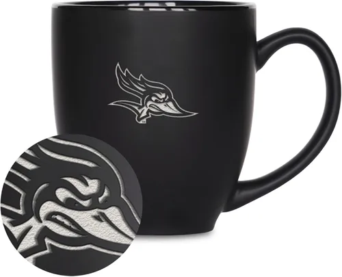 Miniatura 370 de Rico Industries - Taza de cerámica mate negra con grabado láser estándar de 15oz para NCAA (escuelas T & U) - Para bebidas calientes o frías