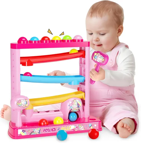 OCHIDO Juguetes Montessori para niños de más de 3 años, juguetes de bola Pound A incluyen 2 martillos y 12 bolas, regalos para niñas a partir de 3