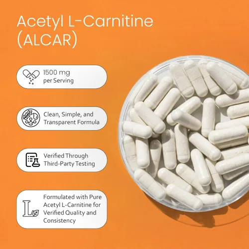 Miniatura 4 de NaturaLife Labs Acetil L-carnitina (ALCAR) 1500 mg por porción – 100 cápsulas – Sin OMG, sin gluten, vegano