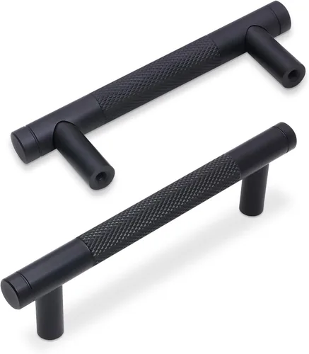 Miniatura 23 de Paquete de 10 tiradores para gabinete de cocina, tiradores mate negro y bronce champán, tiradores de cajón estriados negros, herrajes de cocina