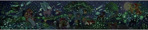 Miniatura 3 de Hape Rompecabezas de bosque mágico de 4.9 ft de largo 200 piezas de rompecabezas encantada gigante colorida que brilla en la oscuridad, para niños