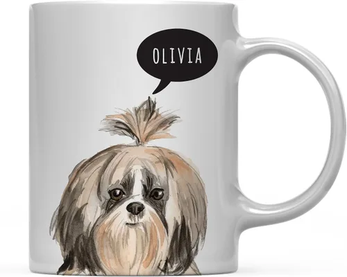 Miniatura 19 de Andaz Press Taza de café personalizada de 11 onzas para perro, Shih Tzu Shorter Haired Up Close, paquete de 1 Shih Tzu pelo más corto personalizado