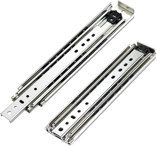 1 par de diapositivas industriales para cajones de 2.992 in de ancho, rodamientos de bolas de montaje lateral, 3 secciones de extensión completa,
