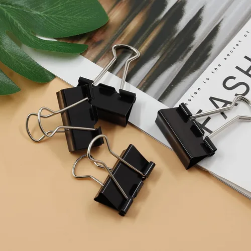 Miniatura 5 de Paquete de 40 clips medianos para carpeta, 1 1/4 pulgadas / 1.260 in, abrazaderas de papel de metal negro para oficina, escuela, hogar, bricolaje