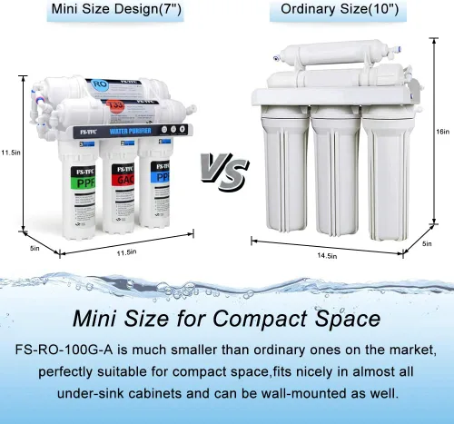 Miniatura 3 de Sistema de Filtración de Agua por Ósmosis Inversa de 5 Etapas 100GPD Flujo Rápido Plus Extra 4 Filtros de Regalo (FS-RO-100G-A)