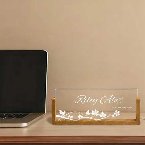 Miniatura 7 de Placa de identificación personalizada con luz para escritorio, letrero de oficina personalizado para empleados profesionales, regalos