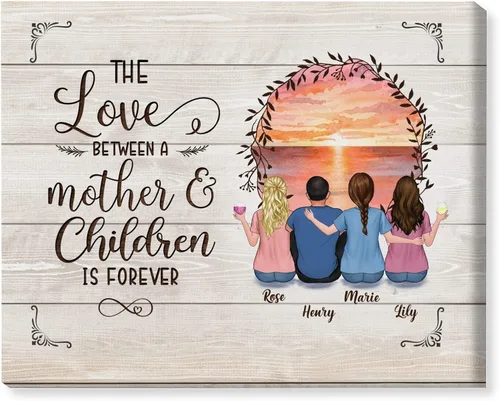 Miniatura 11 de Gossby Lienzo personalizado envuelto para mamá – El amor entre madre e hija es para siempre – Regalo personalizado con nombres de avatares – Regalo
