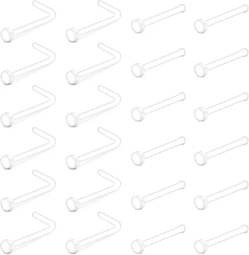 Miniatura 4 de Briana Williams 40 piezas 48 piezas Anillos de nariz transparentes de 20 g para trabajo Anillos de nariz de plástico para cirugía Retenedor flexible