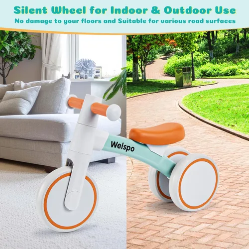Miniatura 7 de welspo Bicicletas de equilibrio para bebés de 1 año para niños y niñas de 12 a 24 meses, primera bicicleta, andador infantil, sin pedales, 3 ruedas