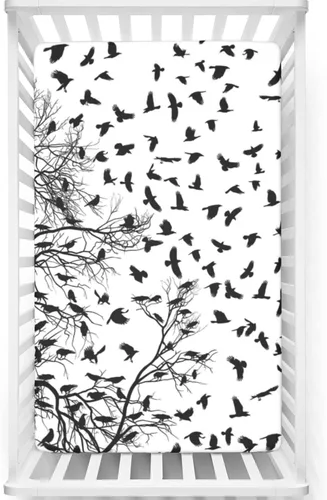 Sábanas bajeras ajustables para cuna de color blanco y negro, sábanas portátiles para cuna, suaves y elásticas, ideal para habitación de niños o