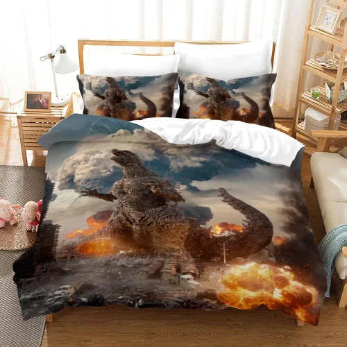 Miniatura 10 de Juego de funda de edredón de tamaño individual, funda de edredón de dinosaurio para hombres, juego de ropa de cama 3D para niños y niños, microfibra