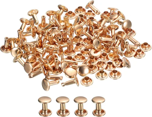 Miniatura 21 de uxcell 100 juegos de remaches de cuero, remaches de doble tapa de 0.236 x 0.315 pulgadas, remaches de metal para reparación de cuero, manualidades