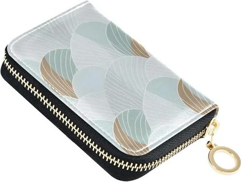 Bolaz Light Green Credit Card Holder Wallet RFID Blocking Zipper Card Cases Leather Slim Small for Women