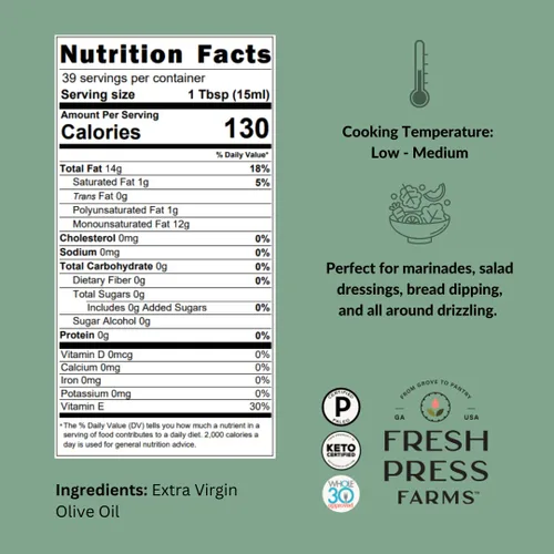 Miniatura 2 de Fresh Press Farms Aceite de Oliva Virgen Extra Prensado en Frío Audaz, 16.4 Fl Oz (Paquete de 2), Cultivado en Georgia, 100% Hecho en Estados