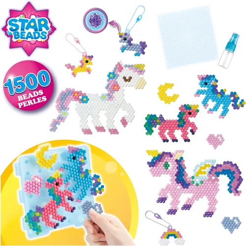 Miniatura 2 de Aquabeads Mystic Unicorn - Juego completo de cuentas para artes y manualidades para niños, más de 1,500 cuentas, tres llaveros y soporte
