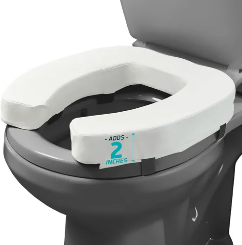 Miniatura 10 de Lunderg Elevador acolchado para asiento de inodoro para personas mayores, añade 3 pulgadas. Ajuste universal. Cojín de asiento de inodoro elevado