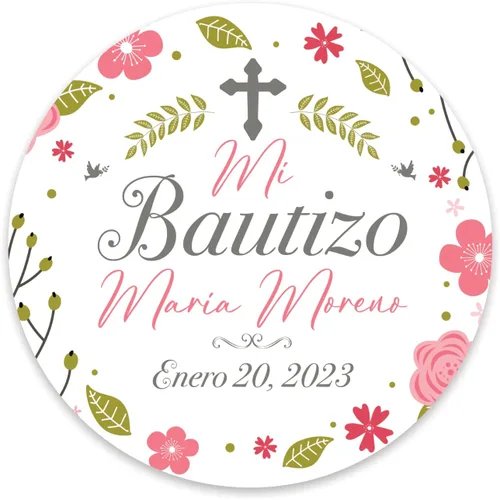 Bautizo Favor Pegatinas - Bautismo personaized Etiquetas 40ct. Impermeable