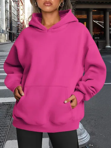 Miniatura 18 de Trendy Queen - Sudaderas extragrandes con capucha para mujer, suéteres de manga larga, sin botones, de vellón, de otoño, ropa de invierno