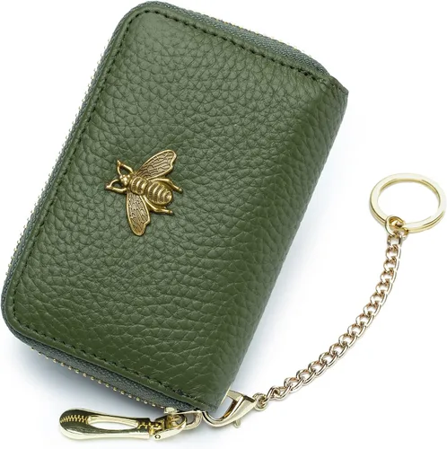 Miniatura 42 de imeetu Soporte para tarjetas de crédito RFID, cartera pequeña de cuero con cremallera para mujer