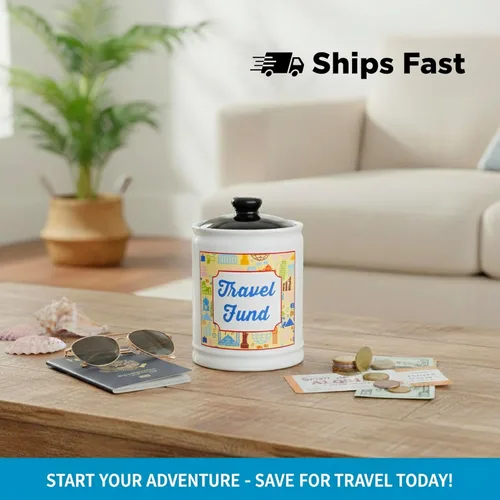 Miniatura 4 de Cottage Creek Tarros Alcancía de viaje – Tarro de dinero esencial de viaje de cerámica para mujeres, mamá, papá viaje por carretera, crucero