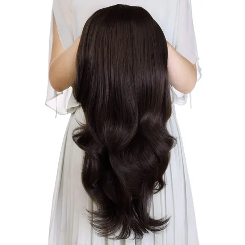 Miniatura 12 de Extensiones de cabello sintético ondulado de 24 pulgadas con clip para media cabeza atada, de alta calidad, fibras japonesas premium para mujer, 11#