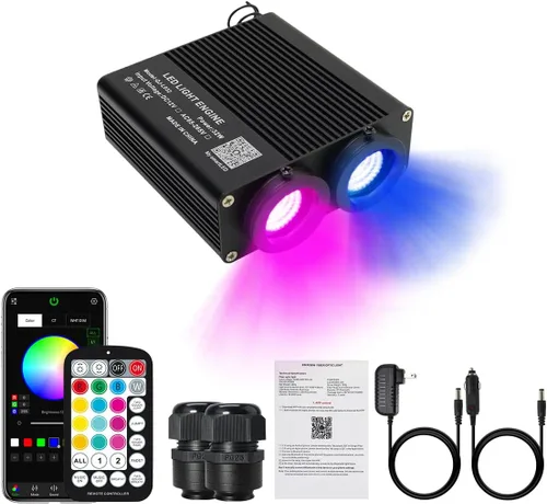 Miniatura 10 de AKEPO 4 Color 36W RGBW Luz de Fibra Óptica Parpadeante Solo Fuente de Luz, 4 Puertos RGBW Parpadeante + Activado por Música + Control a través