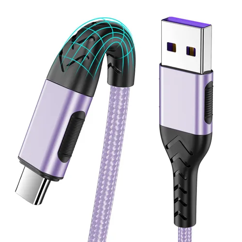 Durcord Cable de carga USB C, paquete de 2 cables USB tipo C de carga rápida de 10 pies para Android Phone Pad portátil, cable de carga USB A a USB