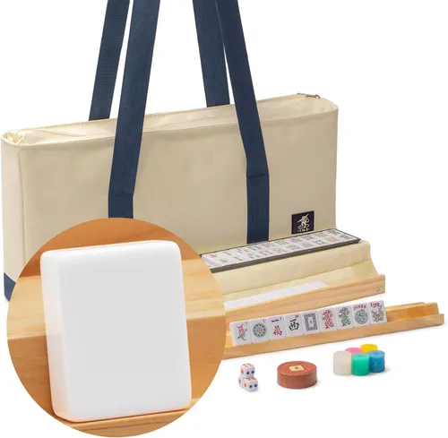 Miniatura 12 de Yellow Mountain Imports - Juego de Mahjong Americano, Pimienta con Estuche Blando, Soportes con Empujadores, Monedas de Apuestas Wright Patterson
