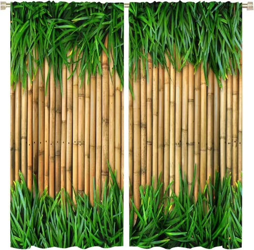 Miniatura 17 de Cortinas de bambú 3D impresas para exteriores, cortinas de bambú natural japonés zen, sala de estar, cocina, bolsillo para barra, cortinas