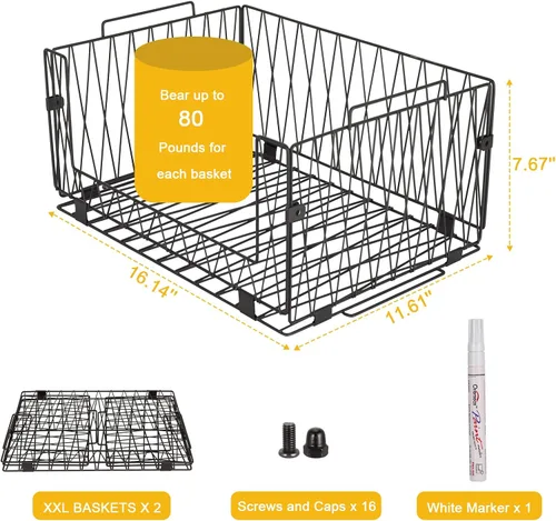 Miniatura 2 de 2 paquetes XXL de cestas de organización y almacenamiento para despensa de cocina, cesta de frutas y verduras para gabinete de cocina, cestas