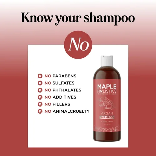 Miniatura 4 de Champú de aceite de argán para cabello seco - Champú sin sulfato para cabello dañado y encrespamiento con aceite de argán para el cabello - Champú