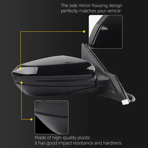 Miniatura 3 de Dasbecan Espejo lateral derecho del lado del pasajero compatible con Honda Civic 2016-2021, vidrio eléctrico no calentado, plegable manual, pintura