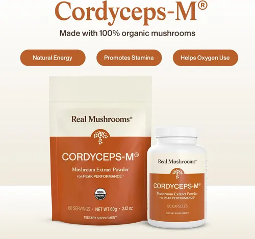 Miniatura 2 de Real Mushrooms Polvo de Hongos Cordyceps - Polvo de Cordyceps Orgánico Apoyo para Energía y Bienestar de Hongos - Rico en Beta Glucanos - Suplemento
