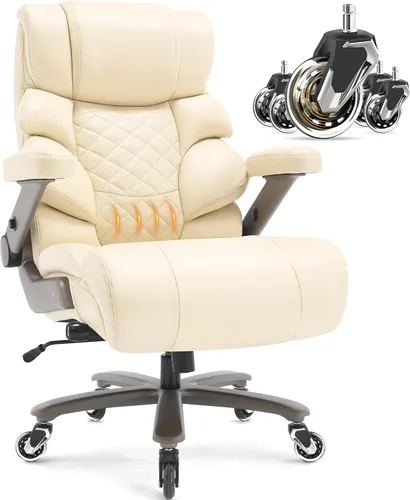 Miniatura 9 de VUZI Silla de oficina grande y alta de 700 libras - Silla grande para computadora con soporte lumbar ajustable, brazos plegables 3D, ruedas