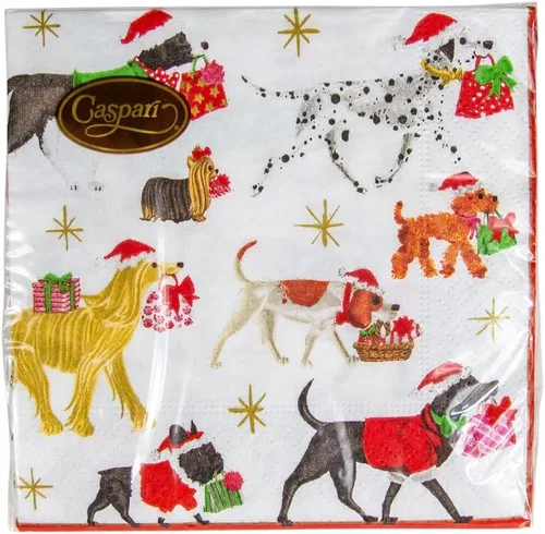 Miniatura 8 de Entretenimiento con servilletas de cóctel Caspari de Navidad, color blanco