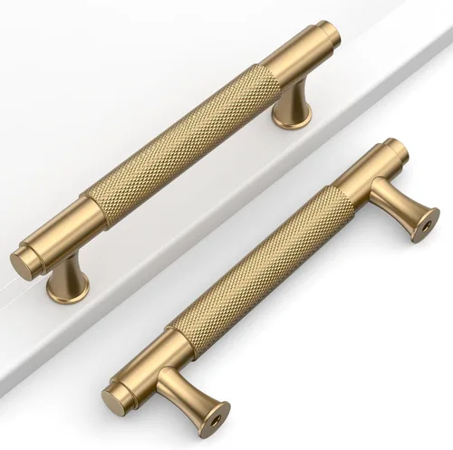 Miniatura 17 de Paquete de 10 tiradores dorados de 5 pulgadas (128 mm) para armarios con estrías, tiradores para cajones de cocina, herrajes para armarios