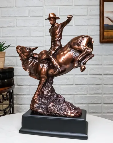 Miniatura 8 de Ebros - Estatua de vaquero de Bull Rider en Bucking Bull Rider en acabado de bronce sepia galvanizado, del viejo mundo, del salvaje oeste, ganado