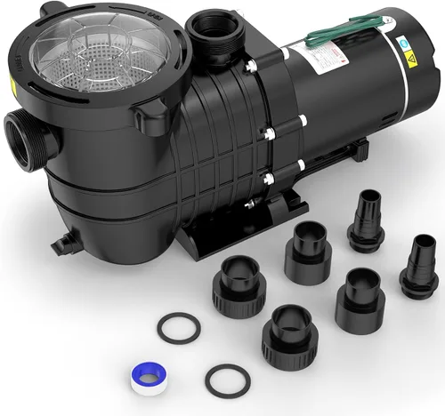 Seeutek Bomba de piscina de 2.0 HP sobre el suelo y el suelo, potentes bombas de piscina autorecortables de 6900 GPH con cesta de filtro de colador,