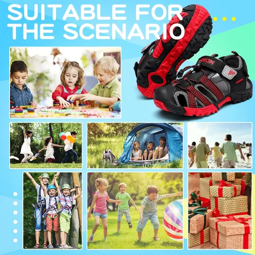 Miniatura 7 de Littleplum Sandalias para niños con puntera cerrada, sandalias deportivas para niños pequeños, zapatos de verano para niños grandes, caminar