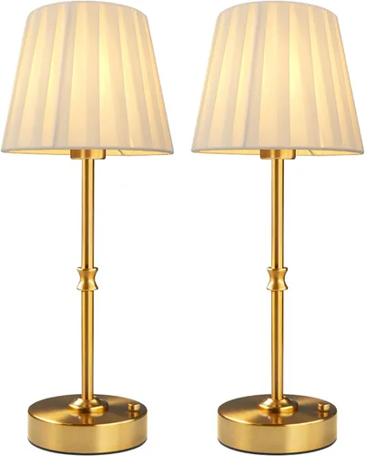 Miniatura 16 de EppieBasic Lámpara de mesa inalámbrica recargable: carga rápida y larga duración, luz cálida de 2700 K, pequeñas lámparas doradas vintage, comedor