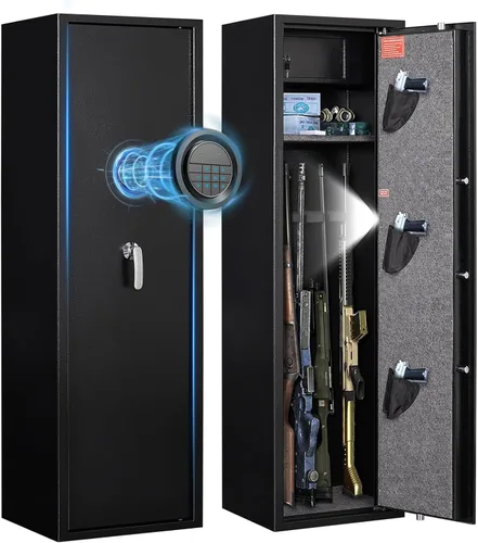 Marcree Caja fuerte para armas 5-8, gabinetes de armas para rifles y escopetas, cajas fuertes para armas para rifles y pistolas con estantes
