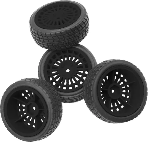 Miniatura 2 de OD2.75 pulgadas de nailon de 0.472 in hexagonales, llantas y neumáticos de goma compatibles con HSP Tamiya HPI Traxxas 1/10 1/12 en carretera, Negro