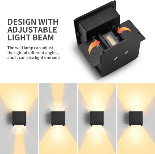 Miniatura 6 de SOKHNA Lámpara de pared impermeable de aluminio LED moderna,Luz de pared al aire libre,6W 3000K blanco cálido, IP65 impermeable al aire libre