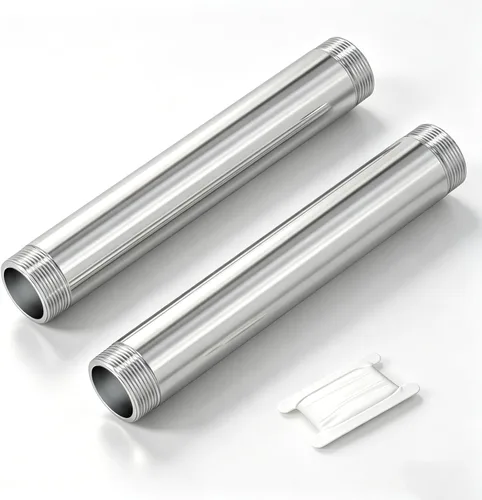 Miniatura 22 de TAISHER 2 accesorios de tubería de acero inoxidable, 1/2 "NPT x 1/2" NPT macho roscado, tubo fundido de pezón de 6 pulgadas de longitud